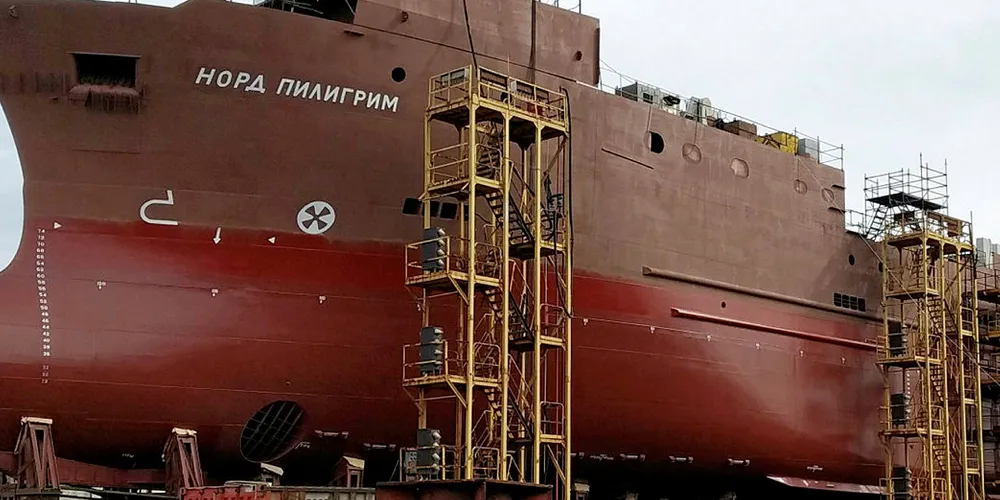 Nord-Pilgrims nye fabrikktråler på verftet i St. Petersburg.