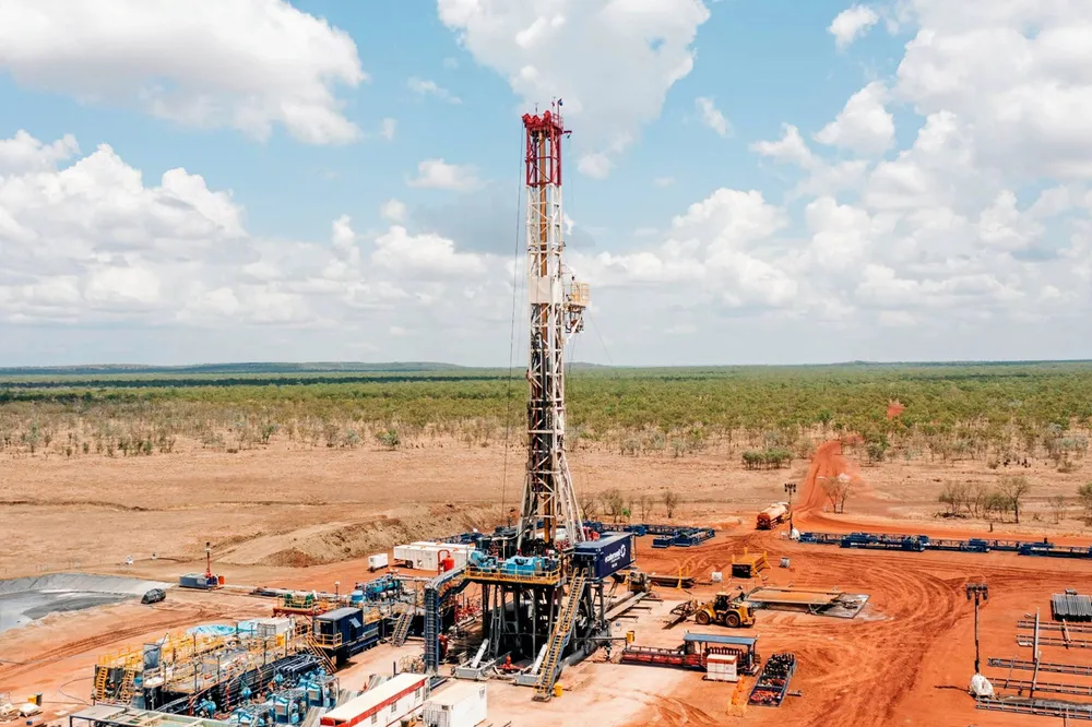Tamboran Resources' shale gas drilling operation in Australia's Beetaloo sub-basin.