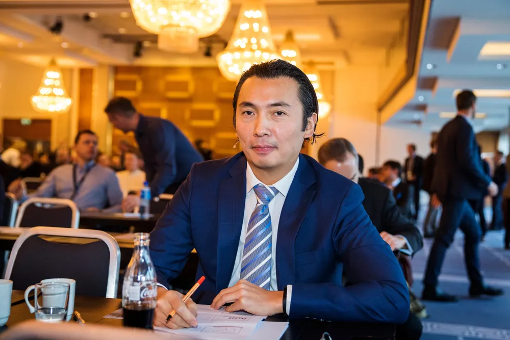 Storebrand-forvalter Olav Chen avbildet på Skagen-fondenes nyttårskonferanse i 2019.