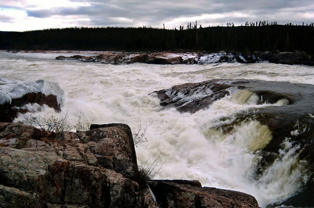 Hydropower: the Muskrat Falls, located on the Churchill River in central Labrador, as seen before a hydro plant was built