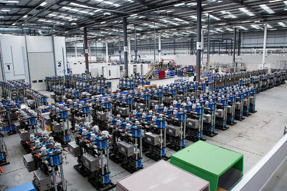A view inside ITM Power's factory in Bessemer, northern England.