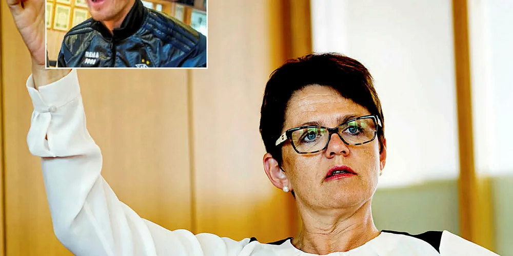 GÅR SAMMEN: Tidligere fiskeriminister Lisbeth Berg-Hansen og fotballproff Morten Gamst Pedersen planlegger etablering av lakseoppdrett på to lokaliteter rett utenfor Vadsø.