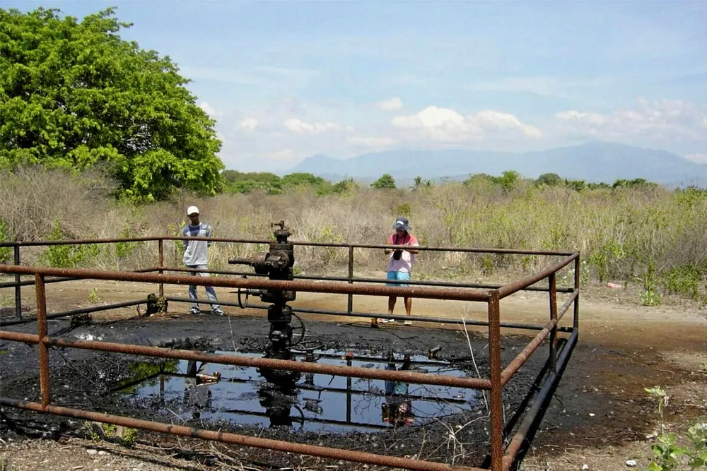 Previously drilled: the Cota Taci-1 wellhead in Timor-Leste. The well can deliver oil at pressure, and has been collected by locals for use, says Timor Resources
