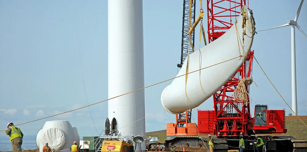 Construction at PacifiCorps' Goodnoe Hills wind farm in US state of Washington