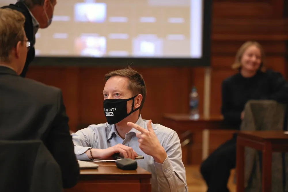 Testimony: Frode Pleym of Greenpeace Norge at the nation's Supreme Court trial over Norwegian oil politics