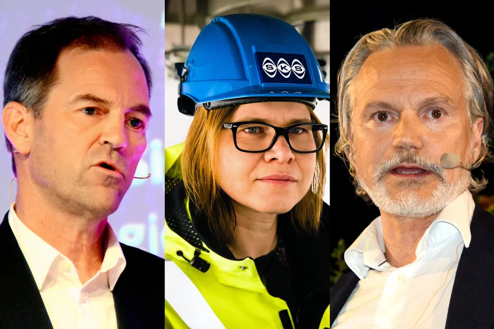 Christian Stav (NTE), Liina Veerme (SKS) og Eirik Frantzen (Nordkraft) må registrere at kraftinntektene for første halvår blir svært lave.