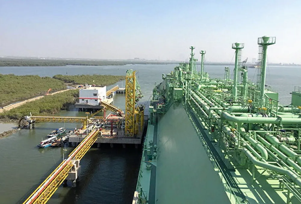 Imports: The liquefied natural gas floating storage and regasification unit BW Integrity at Pakistan GasPort’s terminal.