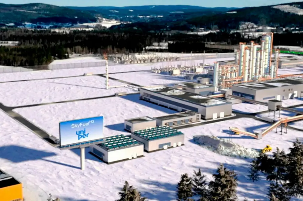 A computer-generated rendering of the now-cancelled SkyFuelH2 facility.