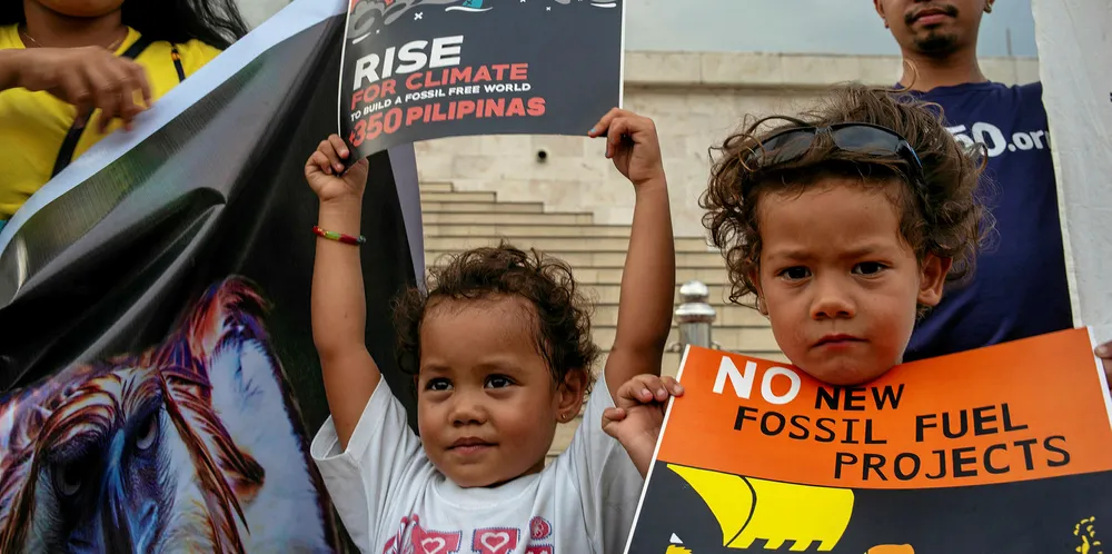 Environmentalists and concerned citizens gather and hold a picket to voice out concern on environmental and climate issues on March 15, 2019 in Quezon city, Philippines.
