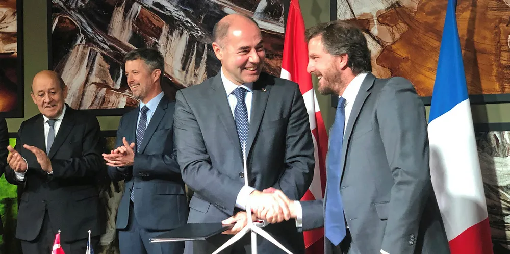 MHI Vestas CEO Philippe Kavafyan (left) with FEFGBI project consortium representative Nicolas Paul-Dauphin