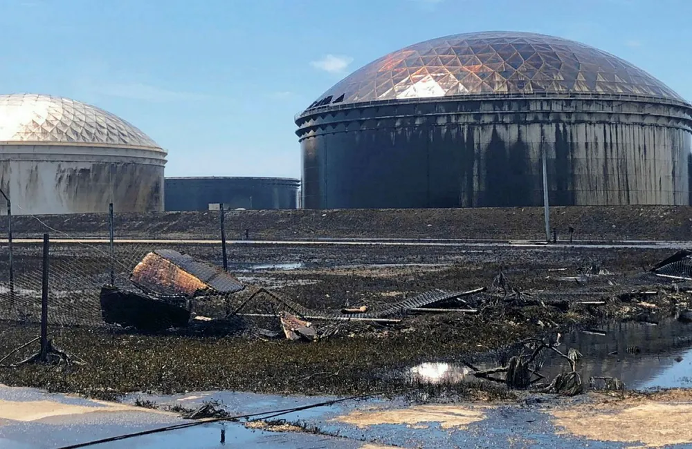 Hurricane damage: South Riding Point oil terminal in the Bahamas