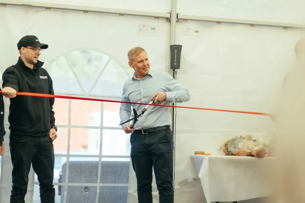 Mowi CEO Ivan Vindheim at the facility for the opening on May 21.