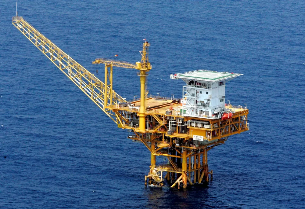 In operation: the Chunxiao gas platform in the East China Sea.