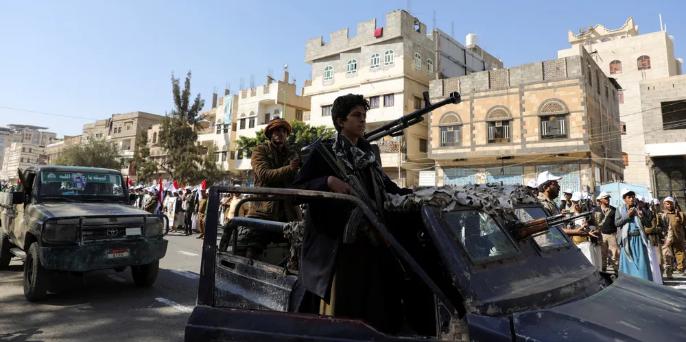New Houthi recruits parade in Sanaa, Yemen, on Thursday.