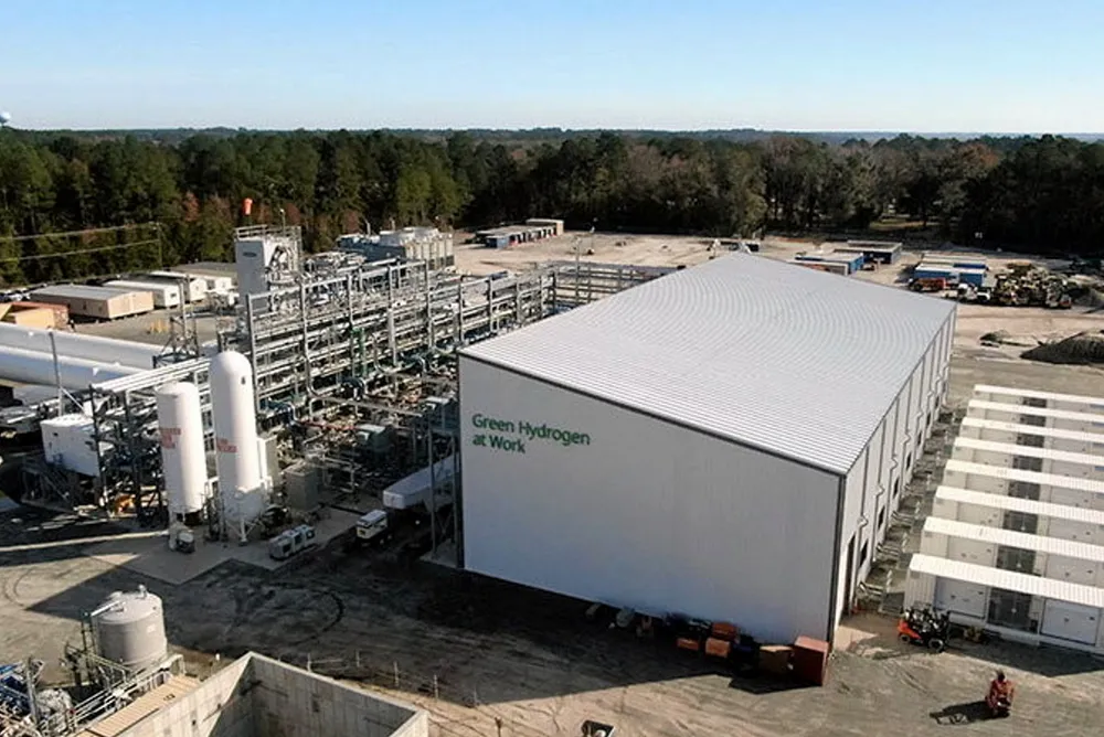 Plug Power's fully operational 40MW liquid green hydrogen plant in Woodbine, Georgia.