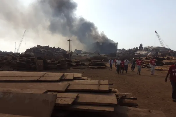 Gadani blast: picture from global union IndustriALL shows aftermath of FSO explosions and fire