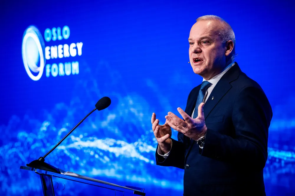 Centre stage:: Equinor chief executive Anders Opedal speaks at the Oslo Energy Forum.
