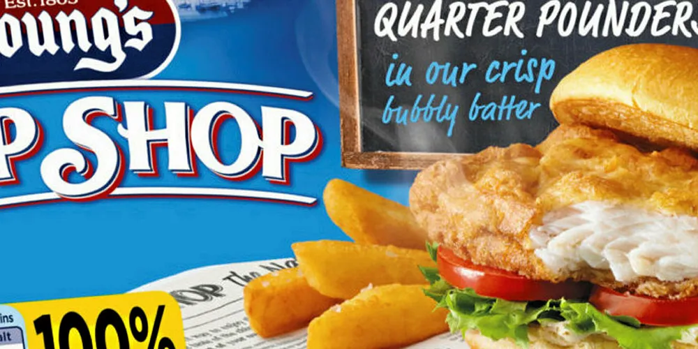 Young's Chip Shop Pollock Fillet Quarter Pounders.