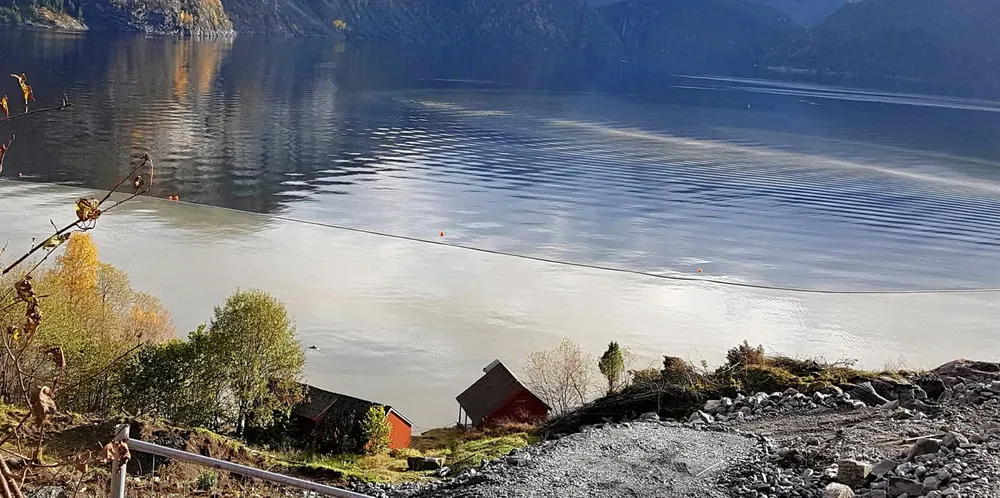 Lense i fjorden ved Nordic Minings anleggsområde på Engebø, noen hundre meter fra gytefelt.