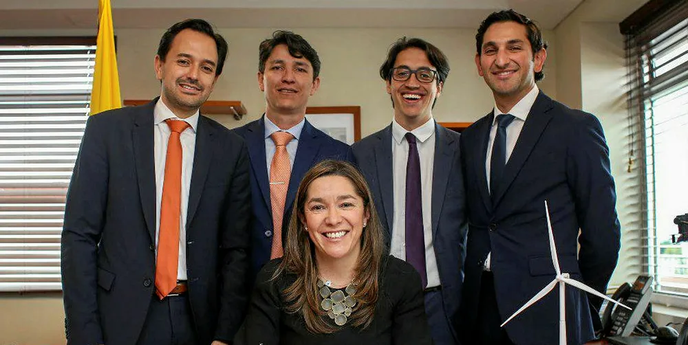 Colombia's energy minister Maria Fernanda Suàrez and her team