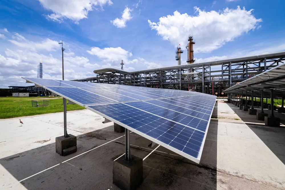 Solar panels installed at Cartagena refinery, which supplied power to a 2022 green hydrogen pilot.