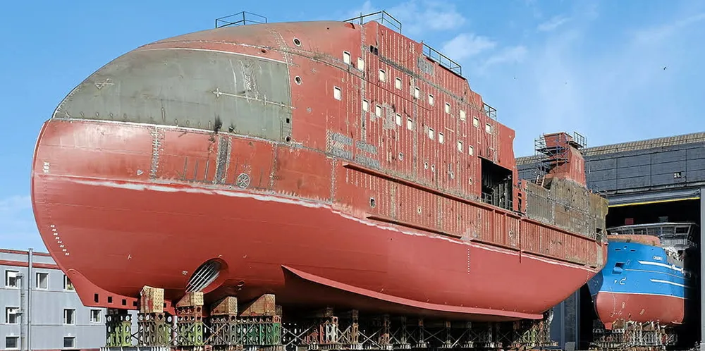 The hull of the Captain Breikhman was put on the water on May 25.