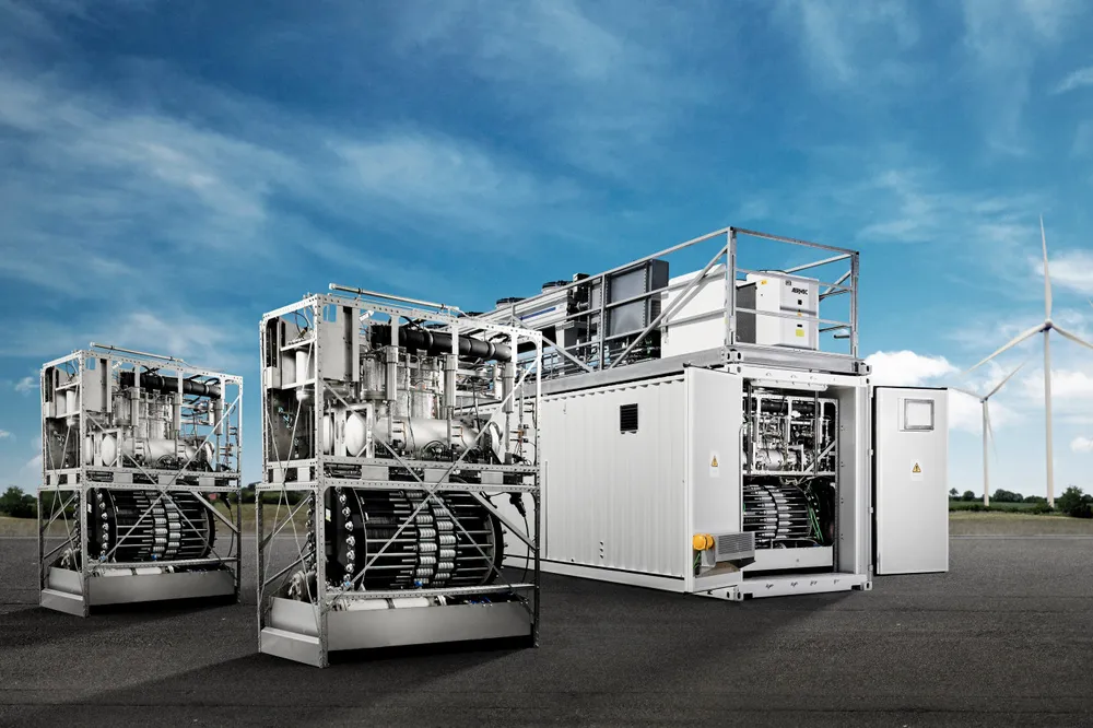 A promotional image of Green Hydrogen Systems' A-series electrolyser modules.