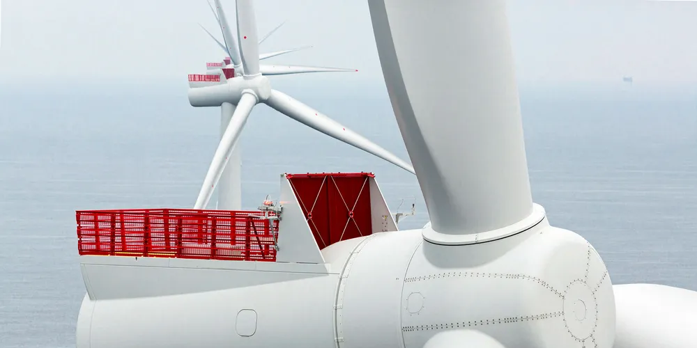 Siemens Gamesa SG 6.0 154 turbines at the Westermost Rough project, off the coast of eastern England near the River Humber.