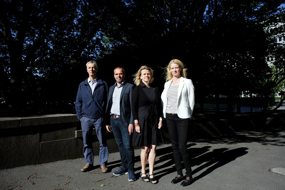 Fra venstre: Steinar Holden, Ragnar Torvik, Hilde C. Bjørnland og Kari Due-Andresen i Handelsbanken Capital Markets. Foto: Javad Parsa