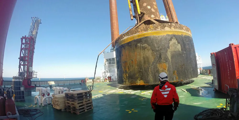 An earlier version of the mono bucket on deck after decommissioning