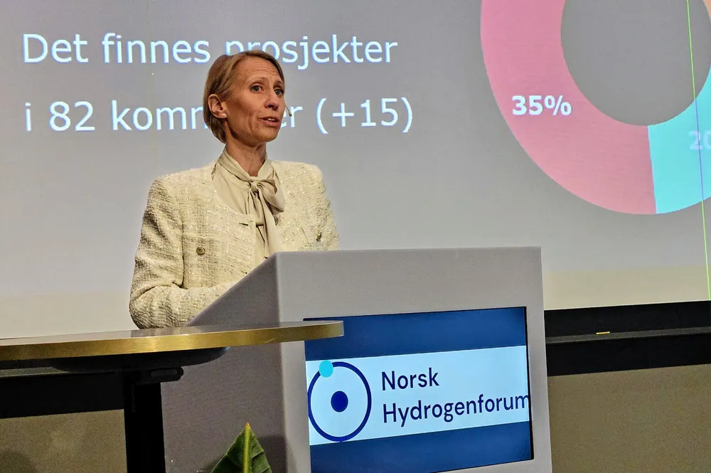 Generalsekretær Ingebjørg Telnes Wilhelmsen i Norsk Hydrogenforum må konstatere at investeringene i produksjon av grønt hydrogen lar vente på seg. Flere og bedre støtteordninger må på plass før hydrogenbransjen vil bruke nettkapasiteten de har reservert hos Statnett.
