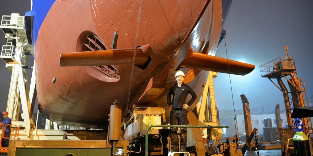 Managing Director Eirik Bockmann in front of "Teistin."