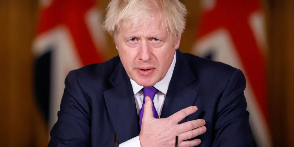 UK prime minister Boris Johnson at a news conference on Wednesday.