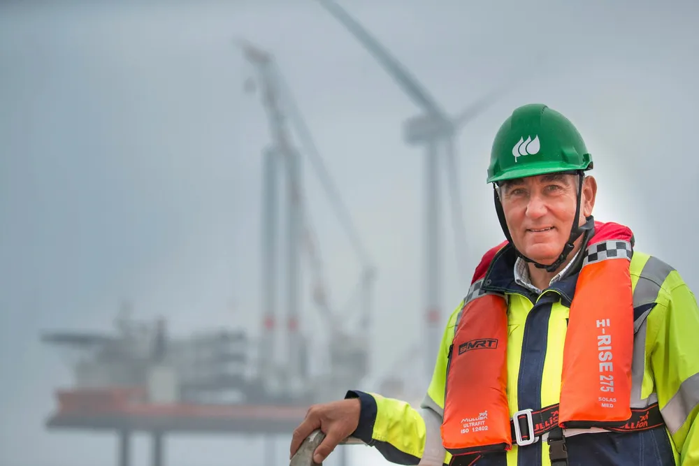 Iberdrola chairman Ignacio Galan at inauguration of Saint Brieuc offhsore wind array in France.