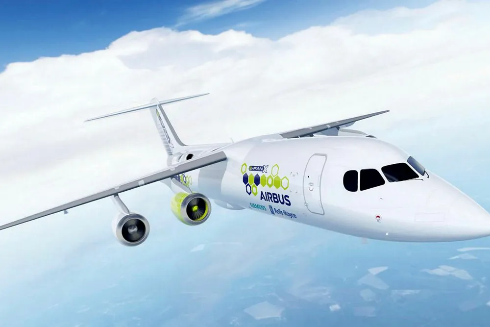 Airbus, Rolls-Royce og Siemens skal samarbeide om å utvikle demonstrasjonsflyet kalt E-Fan X. Illustrasjonsfoto: Airbus