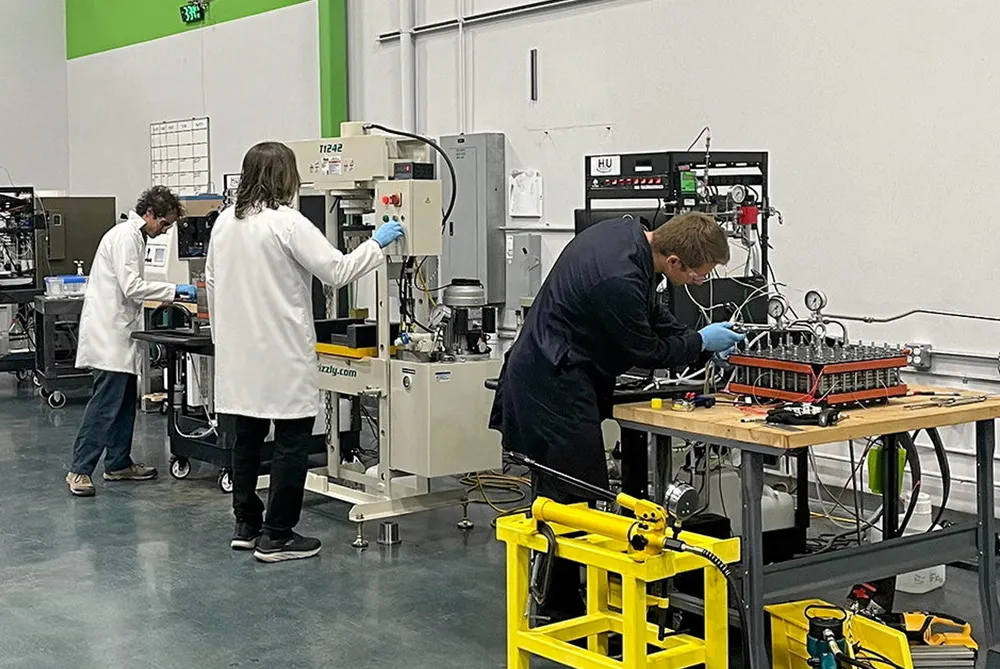 Staff at H2U Technologies in California preparing for the successful demonstration.