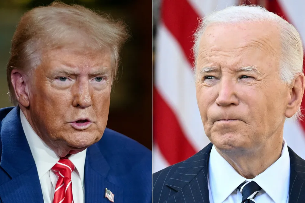 US Republican president-elect Donald Trump (left) and Democratic President Joe Biden (right).