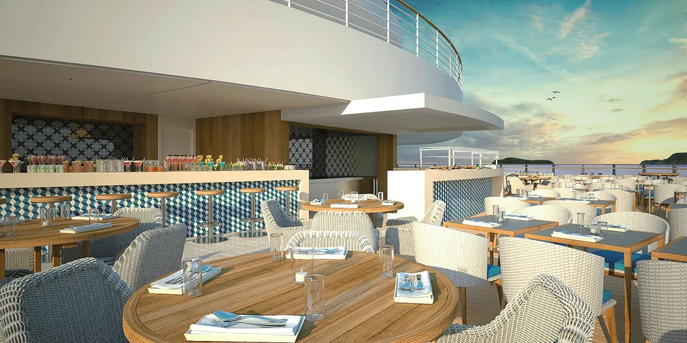 The outdoor verandah and grill on the new Spirit of Discovery