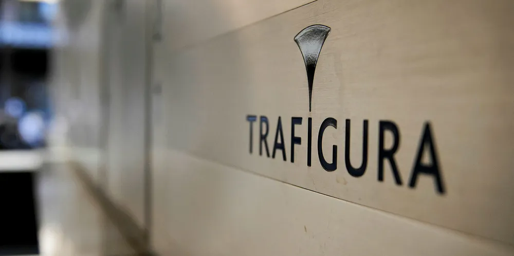 The logo of the multinational oil firm Trafigura is seen at a branch in Geneva.
