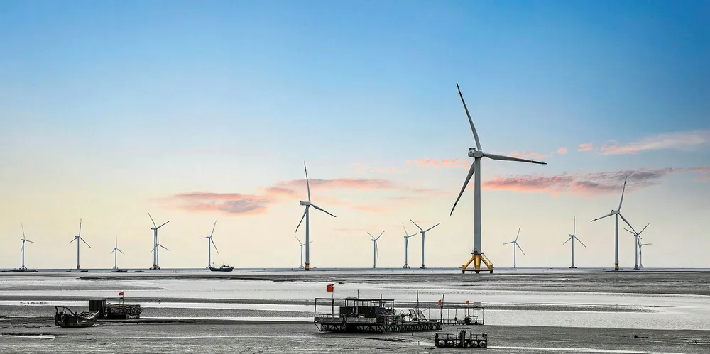 The 150MW Rudong intertidal demonstration wind farm off Jiangsu province, China