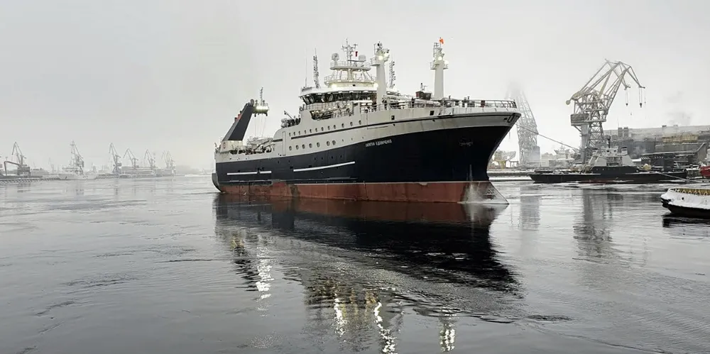 Arkhangelsk Trawl Fleet's "Norwegian Sea" takes to the seas.