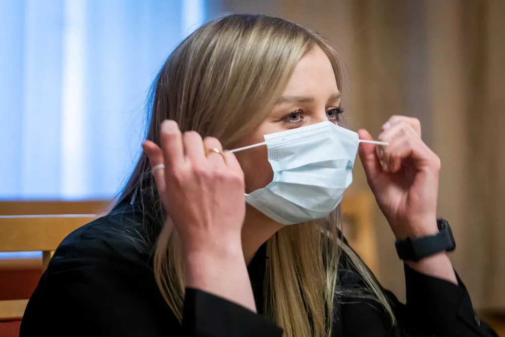 Masking up: Norway's Petroleum & Energy Minister, Tina Bru, has Covid-19.