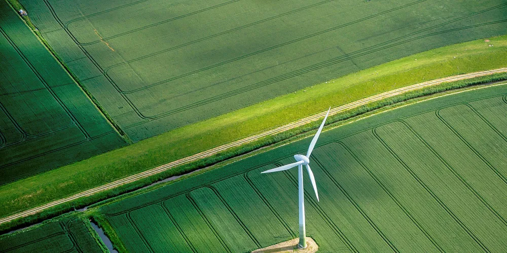 wind turbine on field near Hamburg