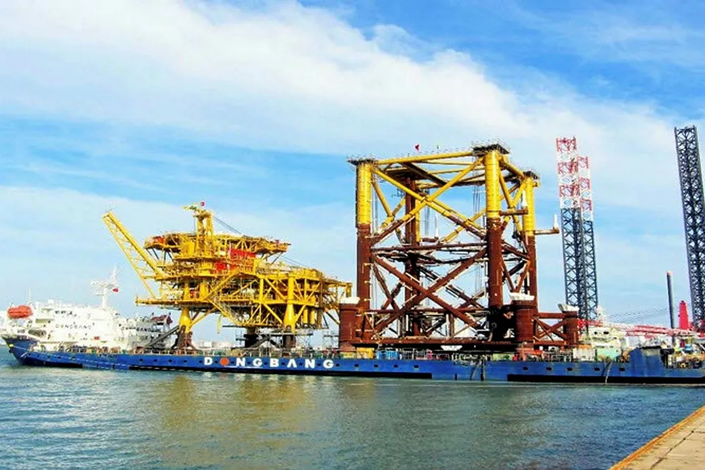 Setback: PTSC loading out an offshore platform meant for an earlier development phase of the Daman project