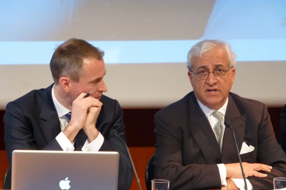 Transition: Outgoing DNO chief executive Bjorn Dale (left) and executive chairman Bijan Mossavar-Rahmani