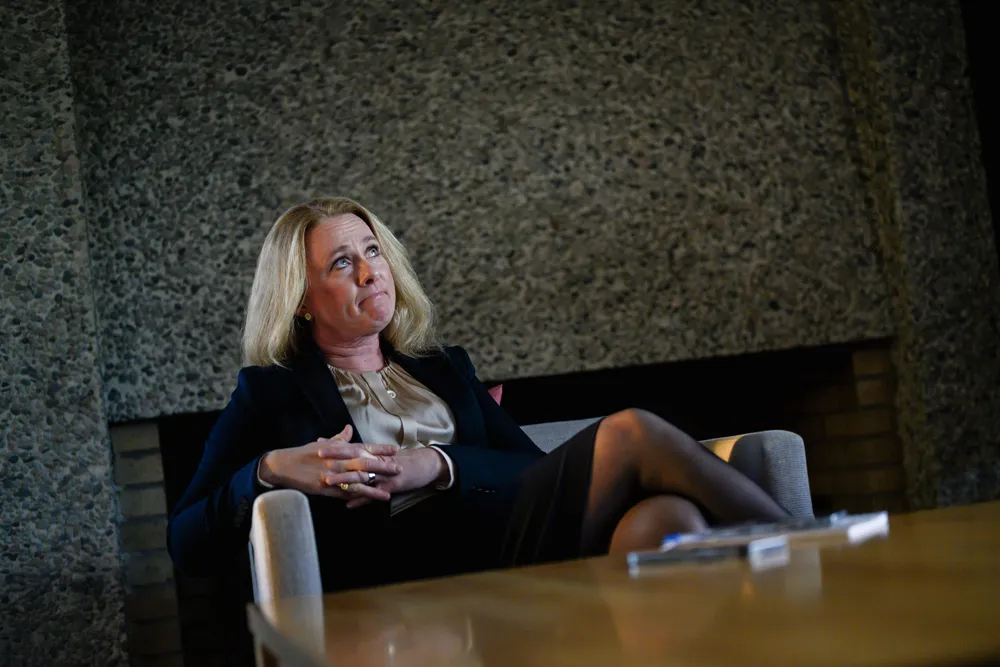 Anniken Hauglie, tidligere statsråd i Erna Solbergs regjeringen, bruker som viseadministrerende direktør i NHO mye tid på å finne på nye støtteordninger for næringslivet. Foto: Fartein Rudjord