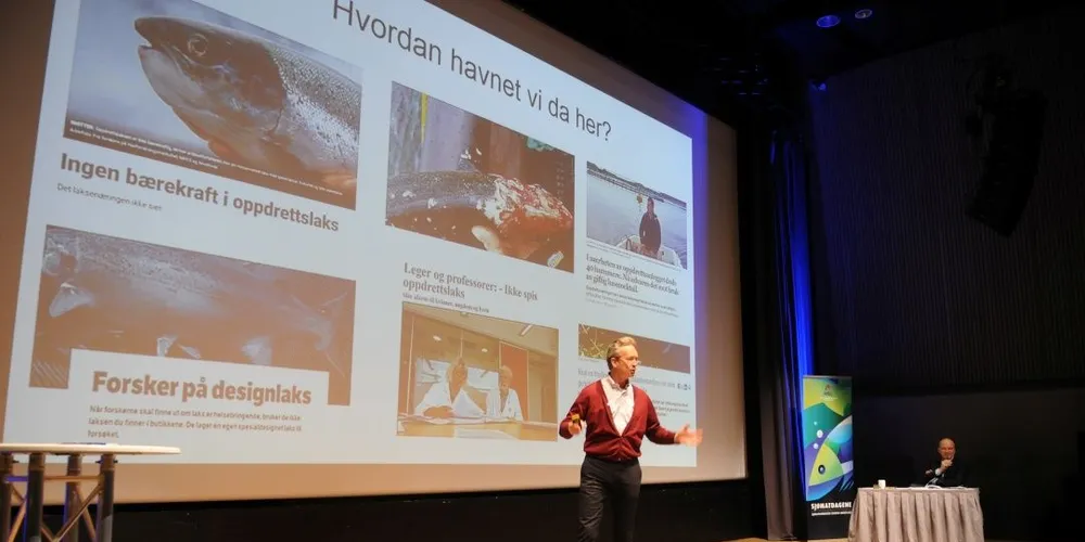 Hans Geelmuyden i Geelmuyden Kiese snakket om en bransje som har vokst mye på kort tid. - Da skulle det bare mangle at man ikke snublet en gang i blant, sa han fra talerstolen. Foto: Kjersti Kvile