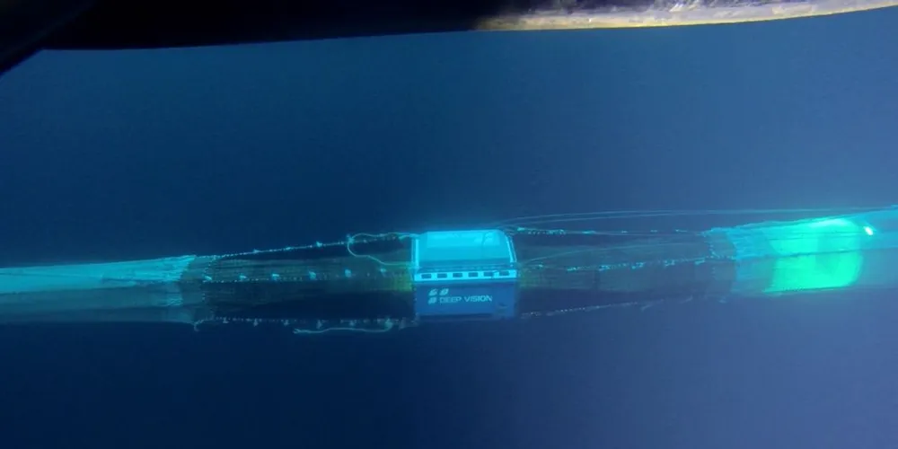 Deep Vision bygger på et spesialbygget lys- og kamerasystem montert i en subsea-ramme som festes til trålen. Et stereokamera tar fem bilder i sekundet av all fisk som svømmer gjennom trålen. Foto: Jan Tore Øvredal/CRISP