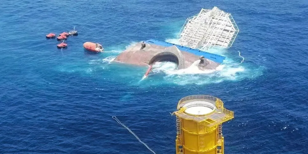 Chinese offshore wind vessel capsizes further, short of sinking to sea bottom
