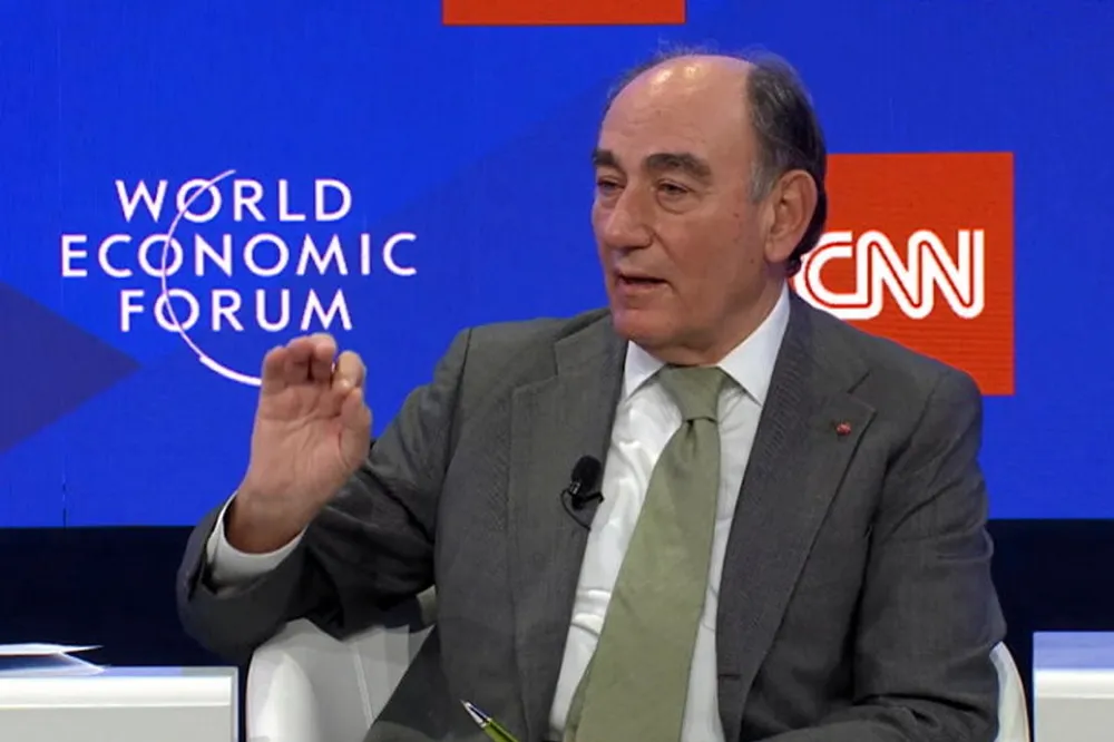 Iberdrola chairman Ignacio Galan speaking on a panel at Davos.